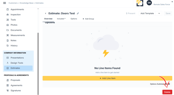 Delete estimate HSKB 1