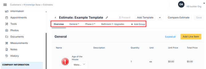 Estimate Group Options KBHS v2