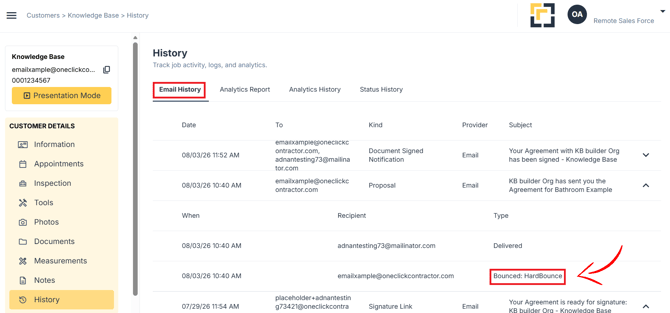 Hardbounced email