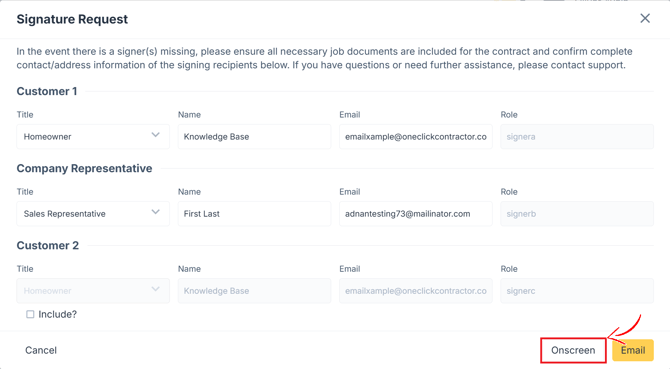 Select onscreen signature HSKB1