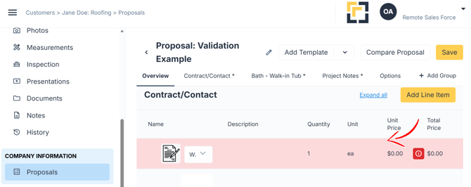 Validation Product Example